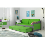 Detská posteľ s prístelkou DÁVID 200 x 90 cm grafitová zelená